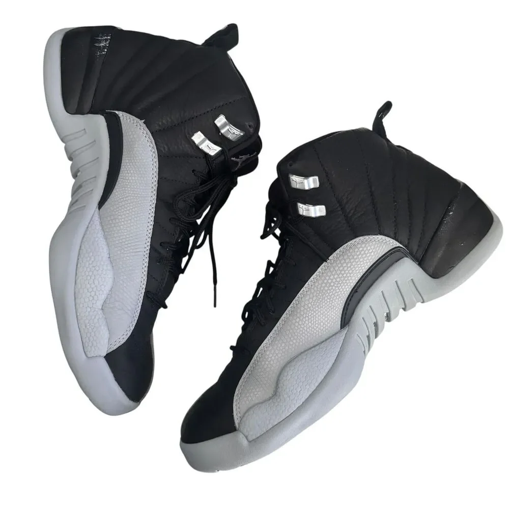 Air Jordan 12 Retro Barons Mens Size 9 Black Gray Leather Basketball CT8013-010